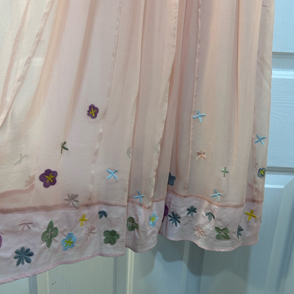 NWT Lapis Embroidered Pink Silk Dress Sz S Feminine Fairy Wedding Guest Side Zip - Picture 5 of 11